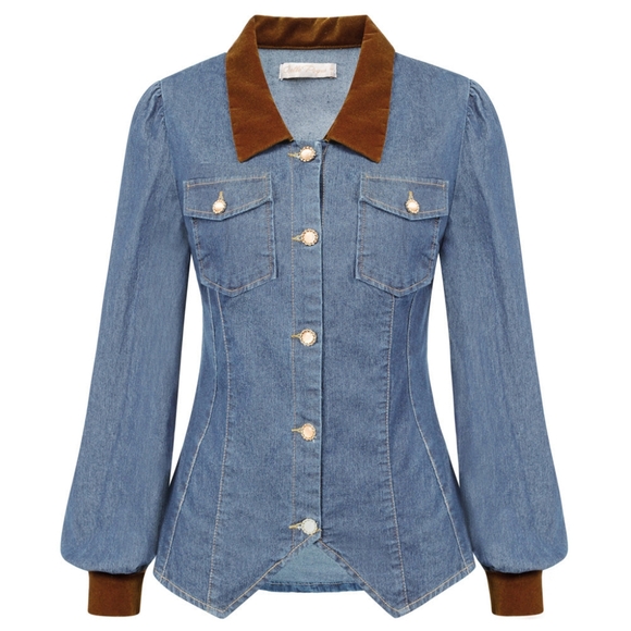 NWT - Vintage Style Lightweight Lt Jean Denim Button Down Jacket/Blouse - 2XL - Picture 12 of 12